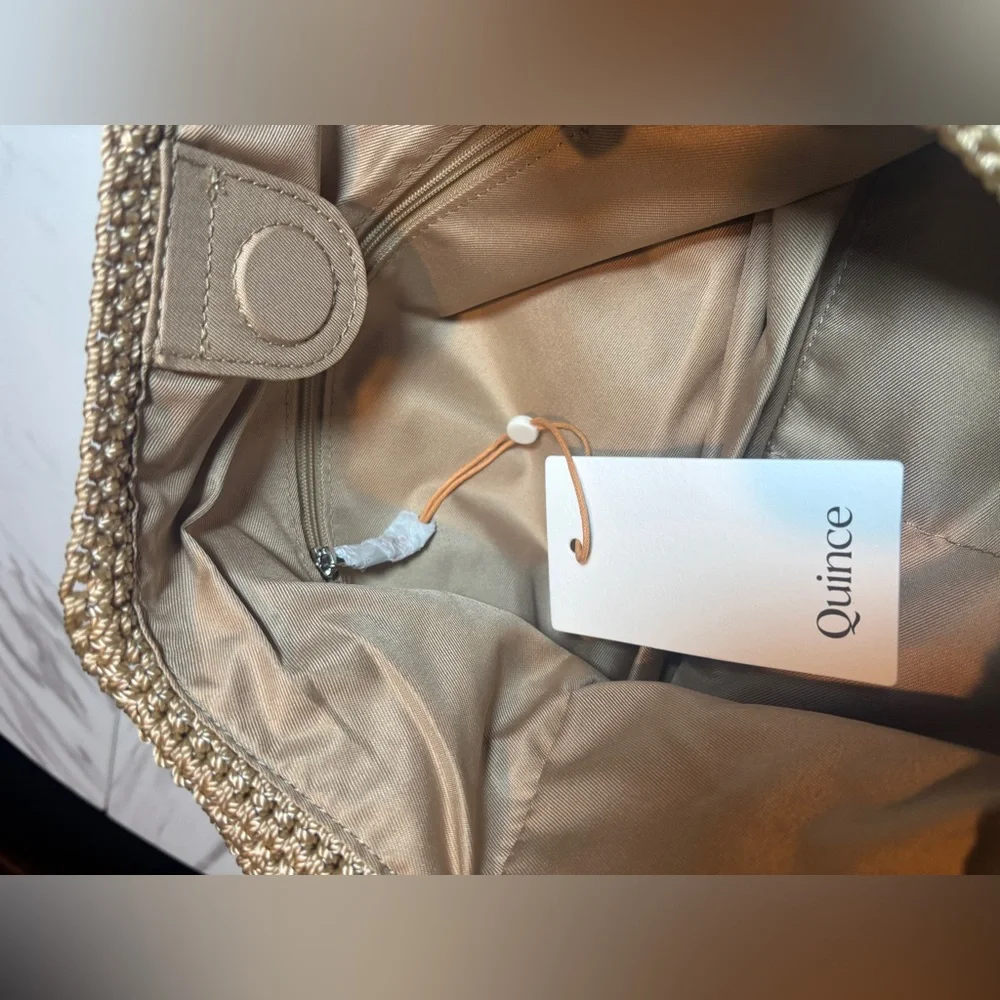 Quince Beige Woven Hobo Shoulder Bag
